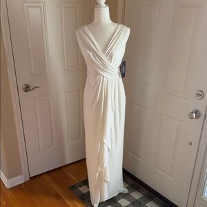 Chaps Evening White Draped Gown – Size 4, NWT